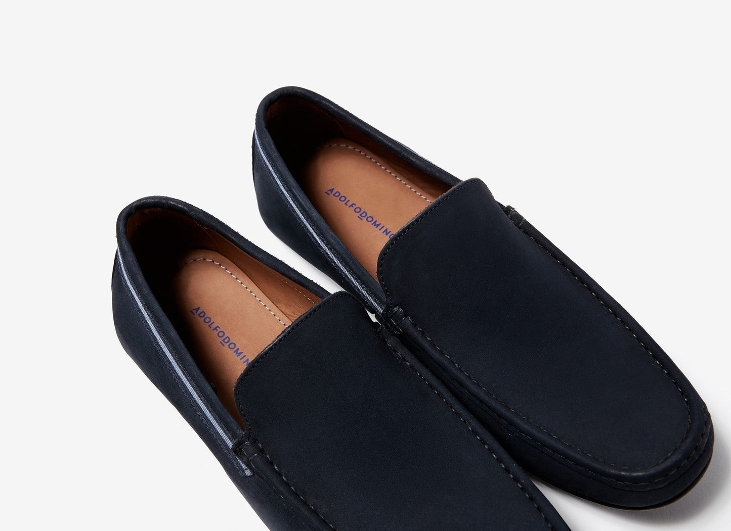 Navy Blue Suede Moccasin With Rubber Sole