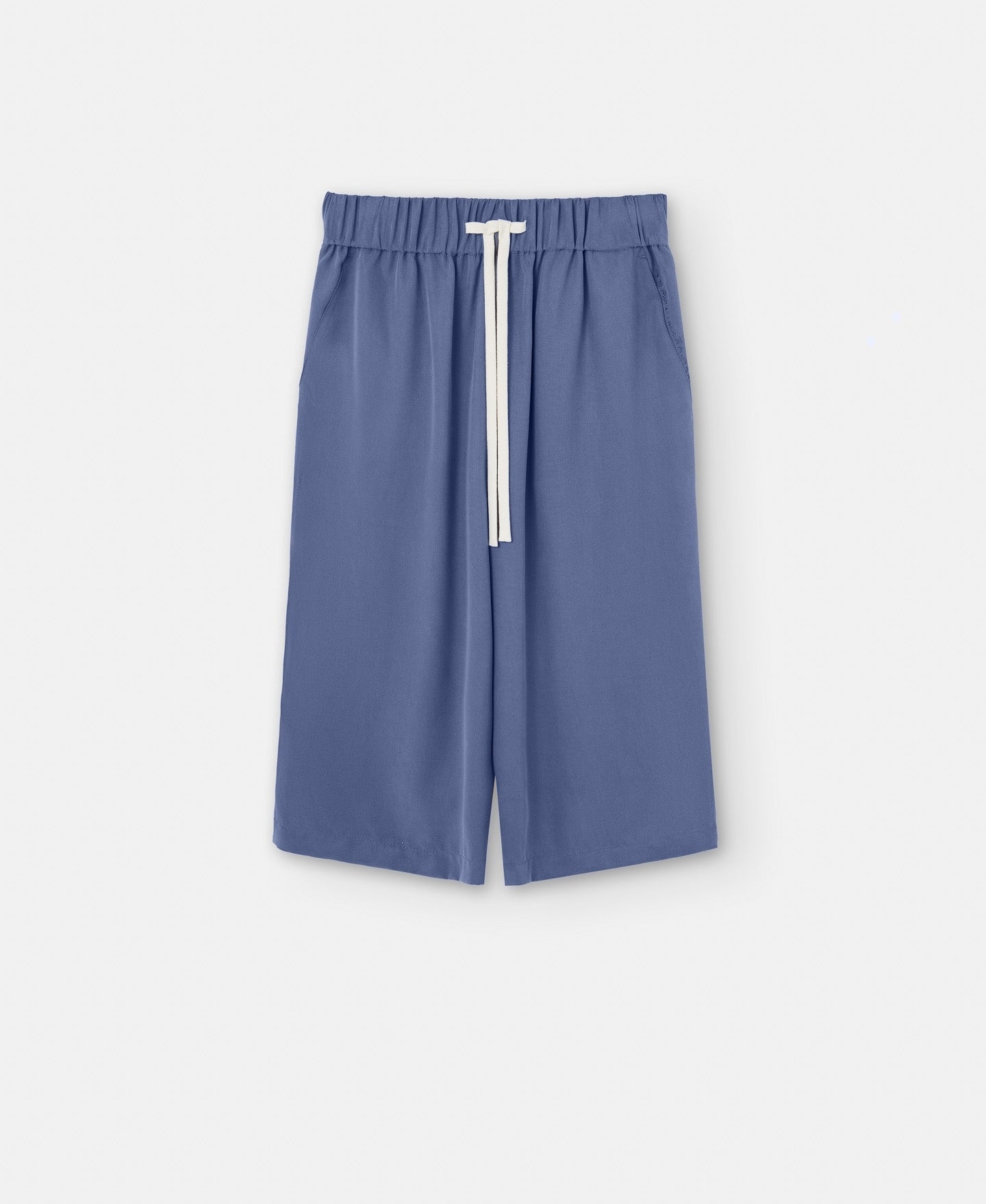 Grey/Blue Tencel™ Lyocell Flowing Bermuda Shorts