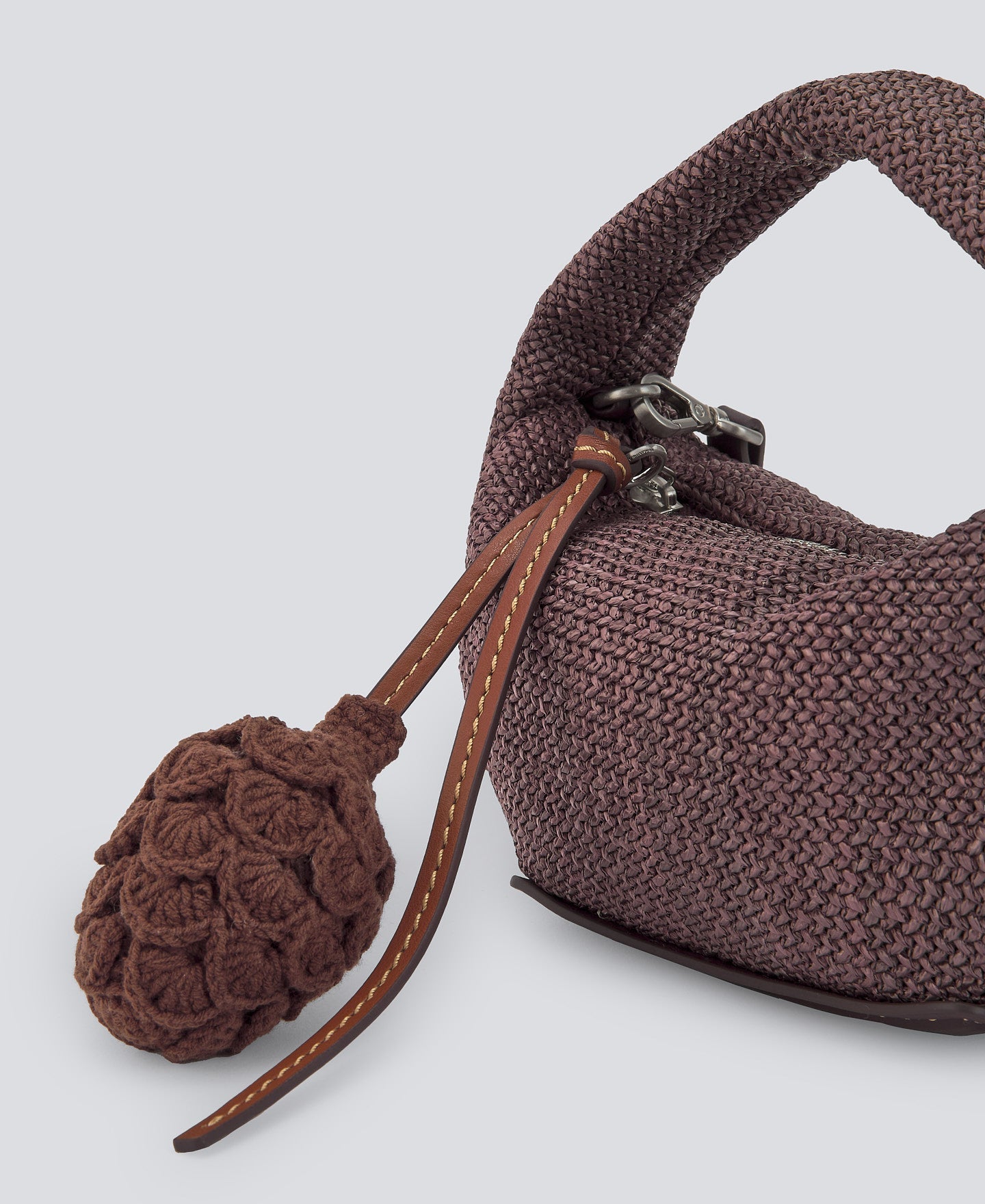 Brown Braided Mini Hobo Bag