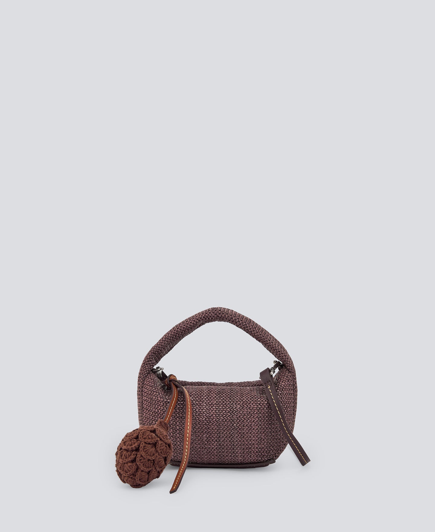 Brown Braided Mini Hobo Bag