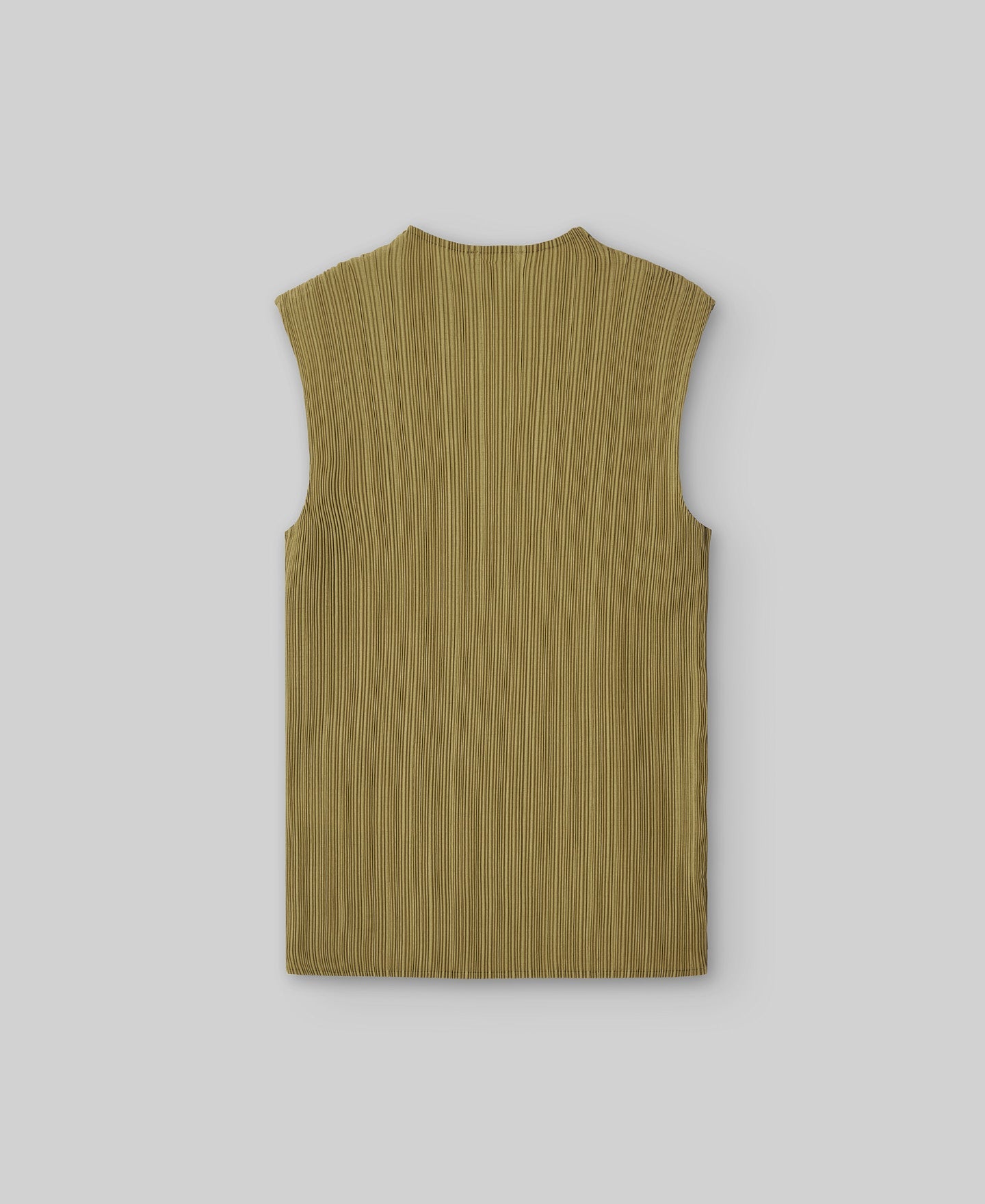 Sleeveless crinkle top woman in olive green