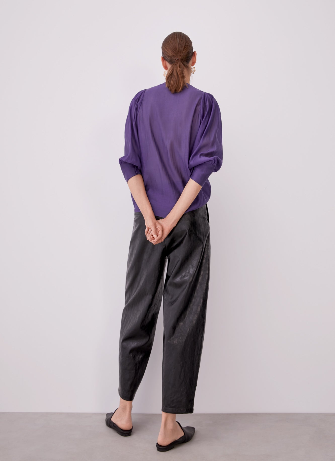 Purple Shirt With Puff Sleeves