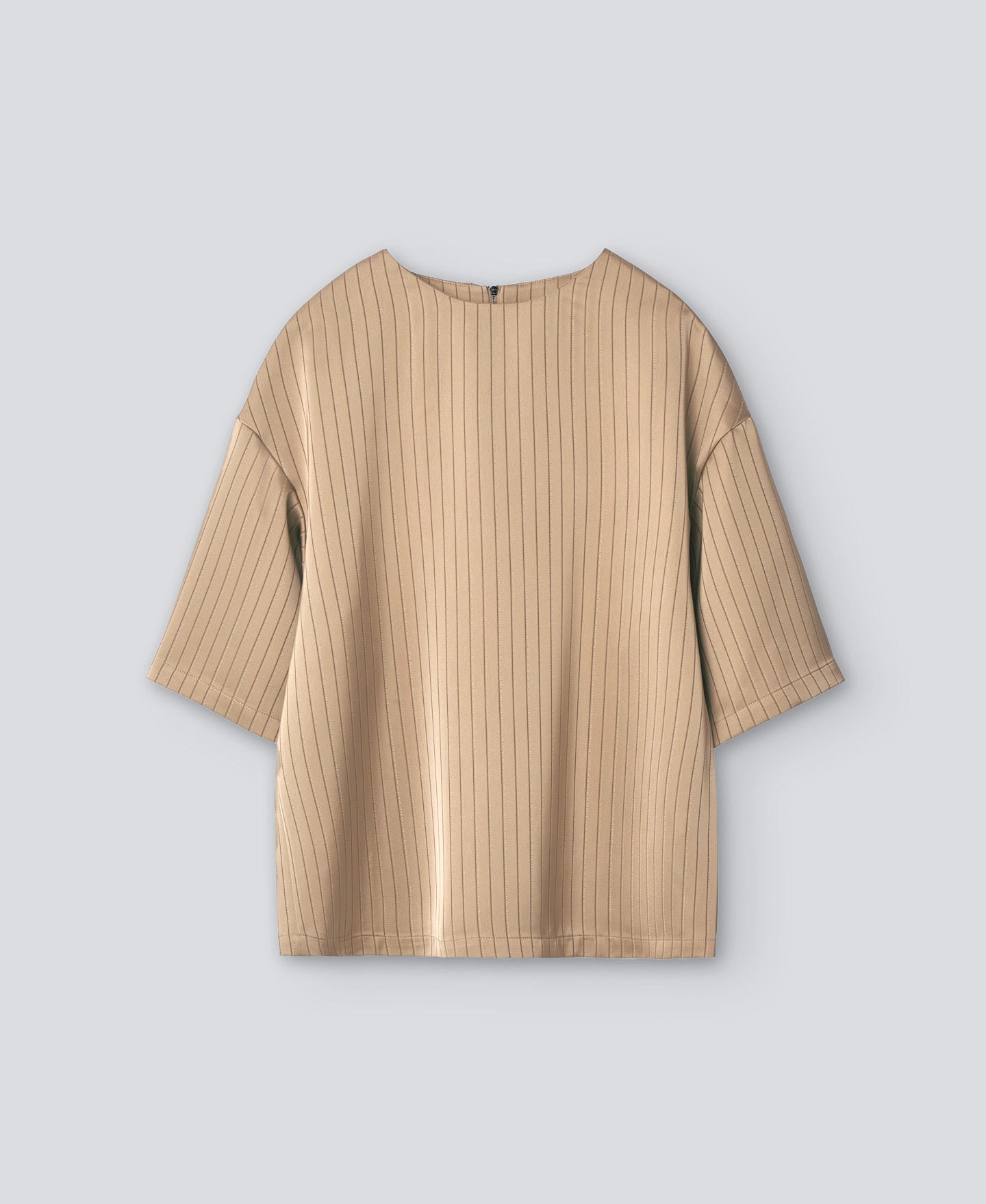 Taupe Striped Short Sleeve Top