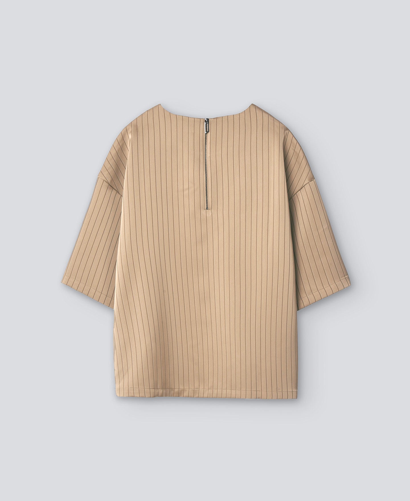 Taupe Striped Short Sleeve Top