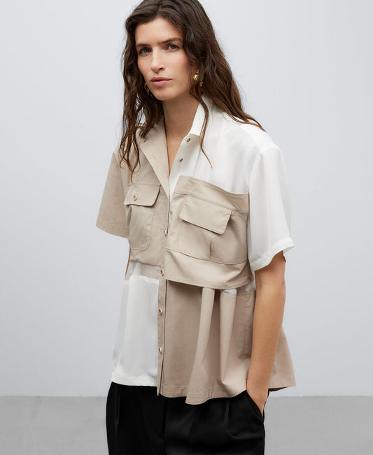 Stone Unstructured Cotton Shirt