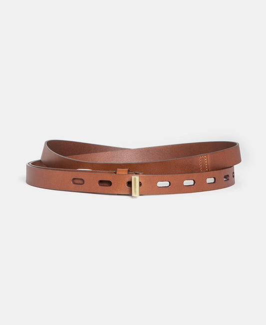 Camel Leather Belt With Clasp