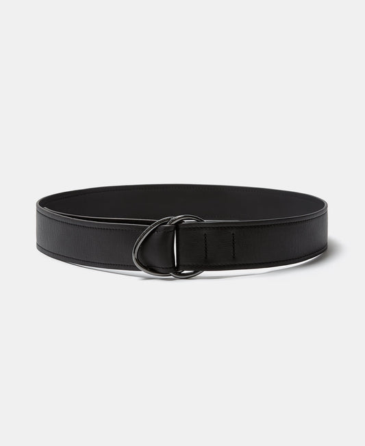 Black Wide Leather Belt With Loops