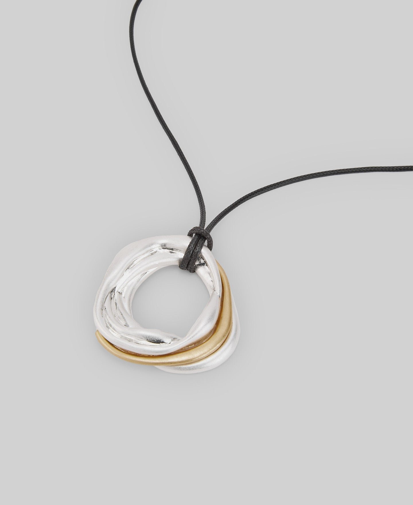 Two-tone circular pendant necklace woman in silver/gold