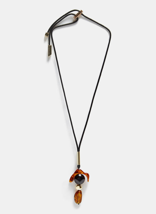 Amber Adjustable Necklace With Resin Pendant