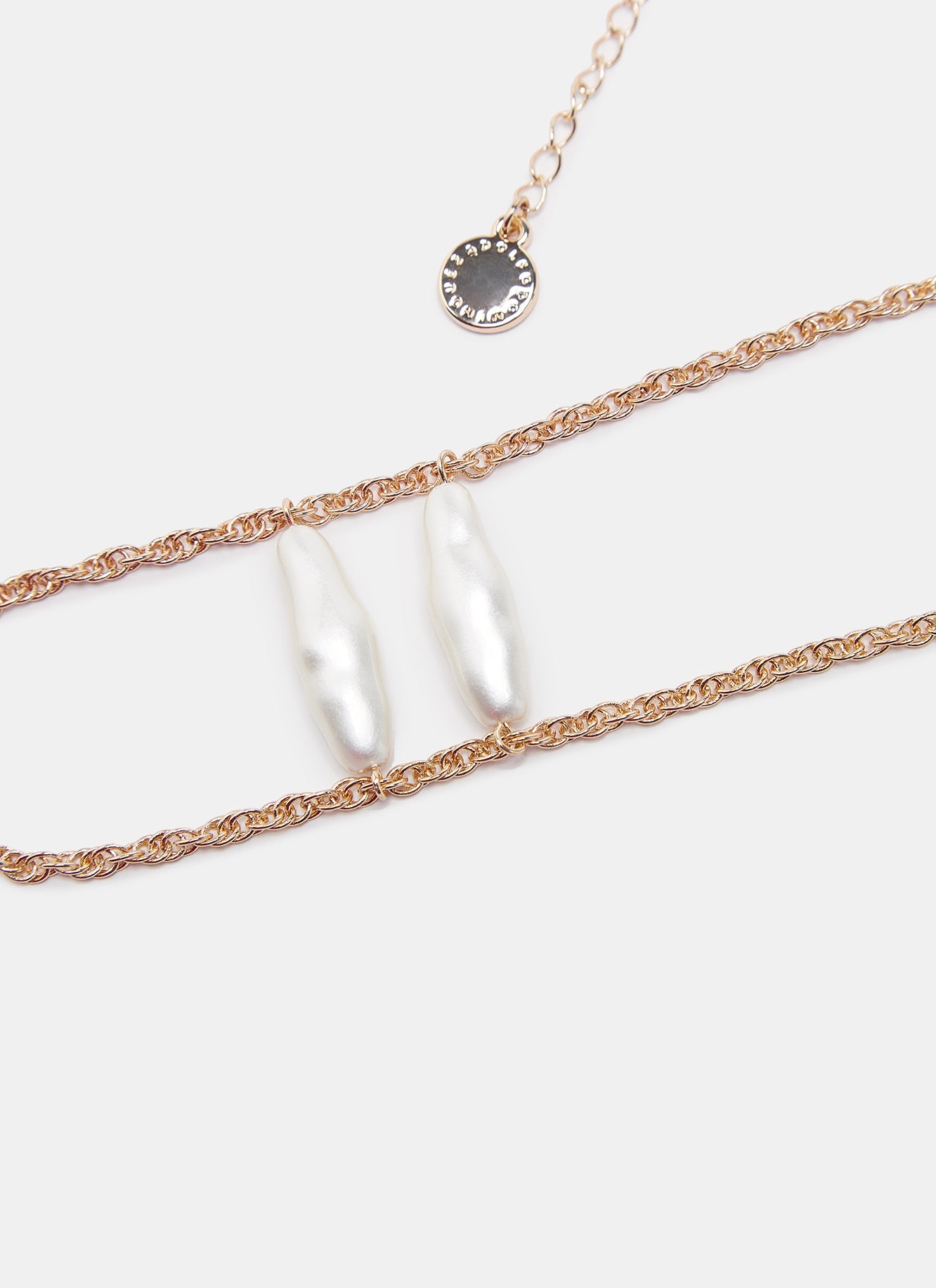 Gold/White Short Necklace With Irregular Pearls