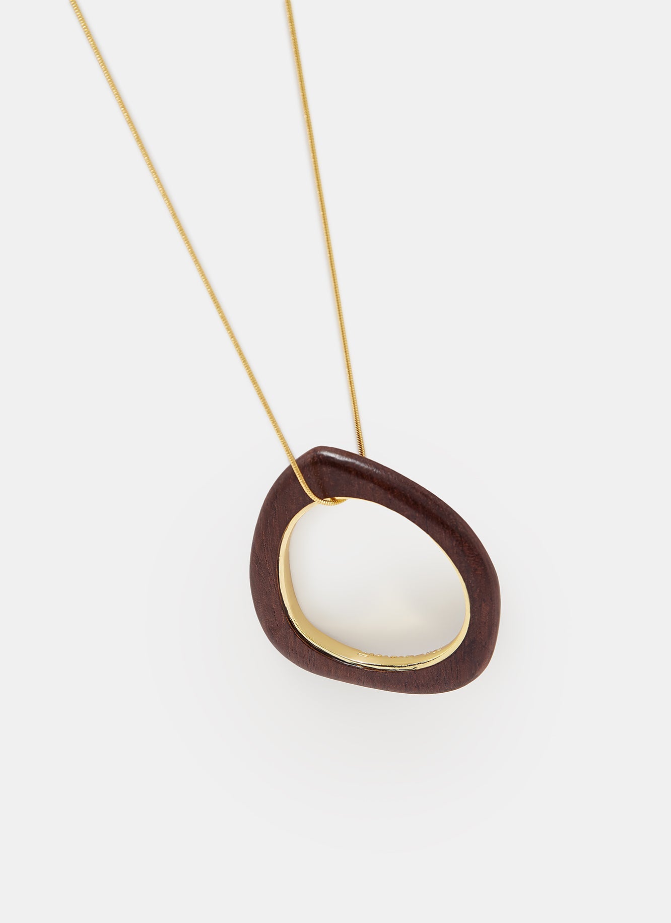 Gold/Chocolate Wood & Metal Necklace