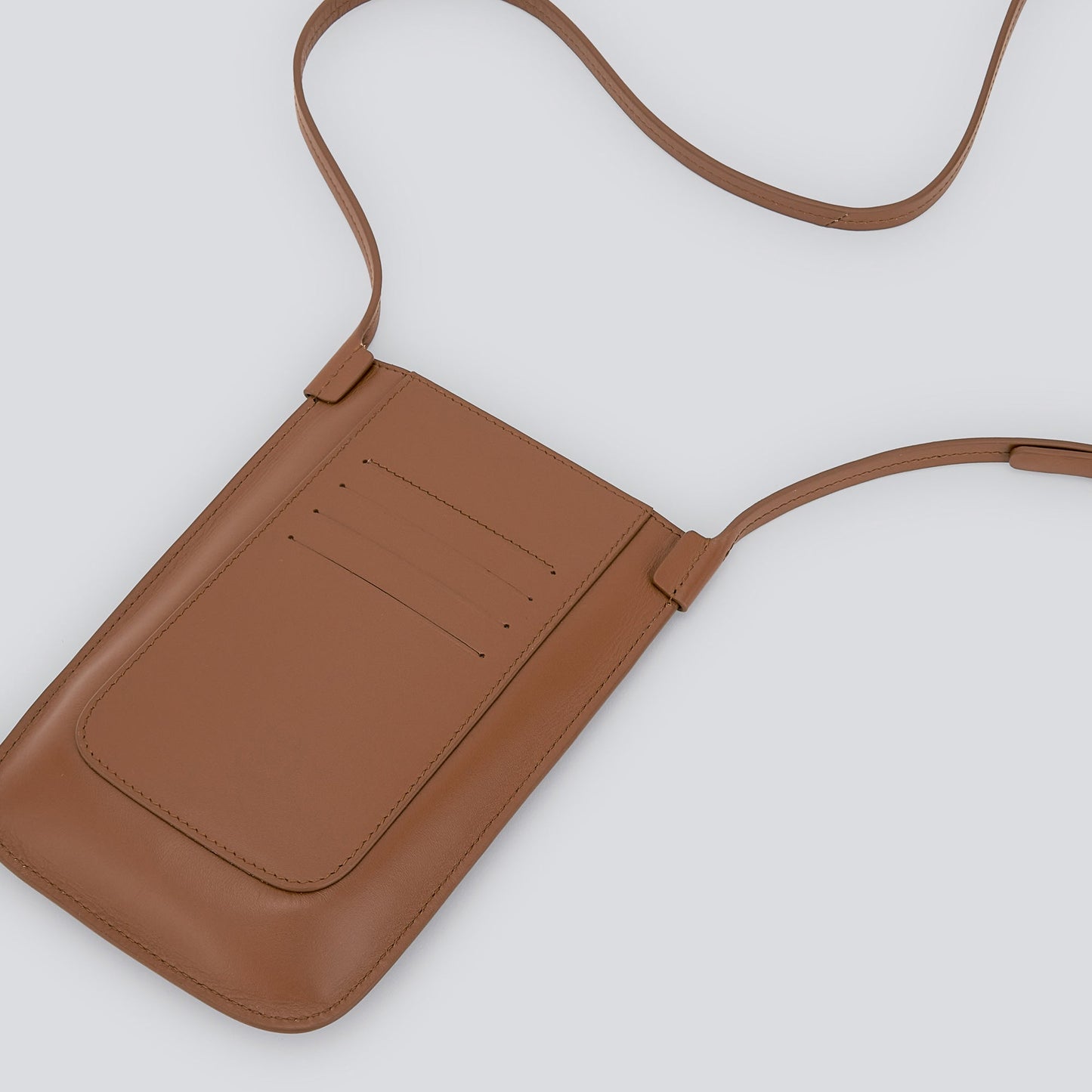 Dark Buff Brown Leather Mobile Phone Holder