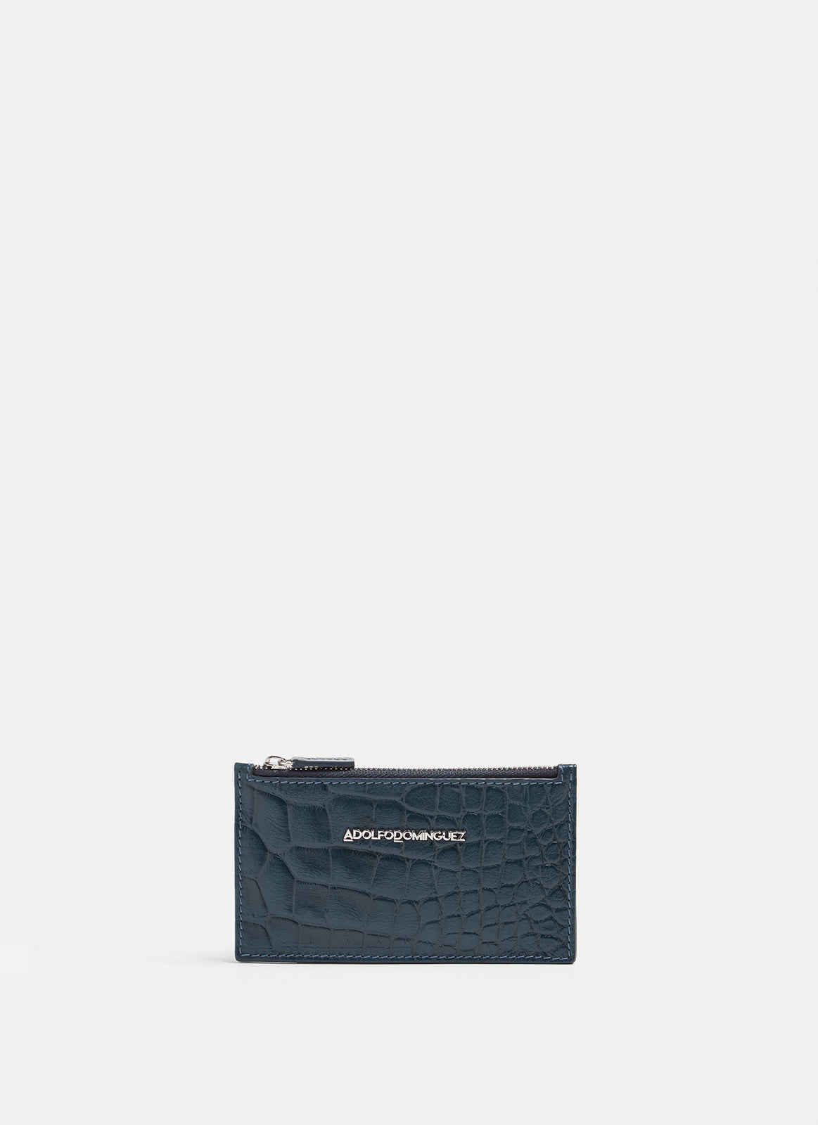 Navy Blue Snake Embossed Leather Coin Purse