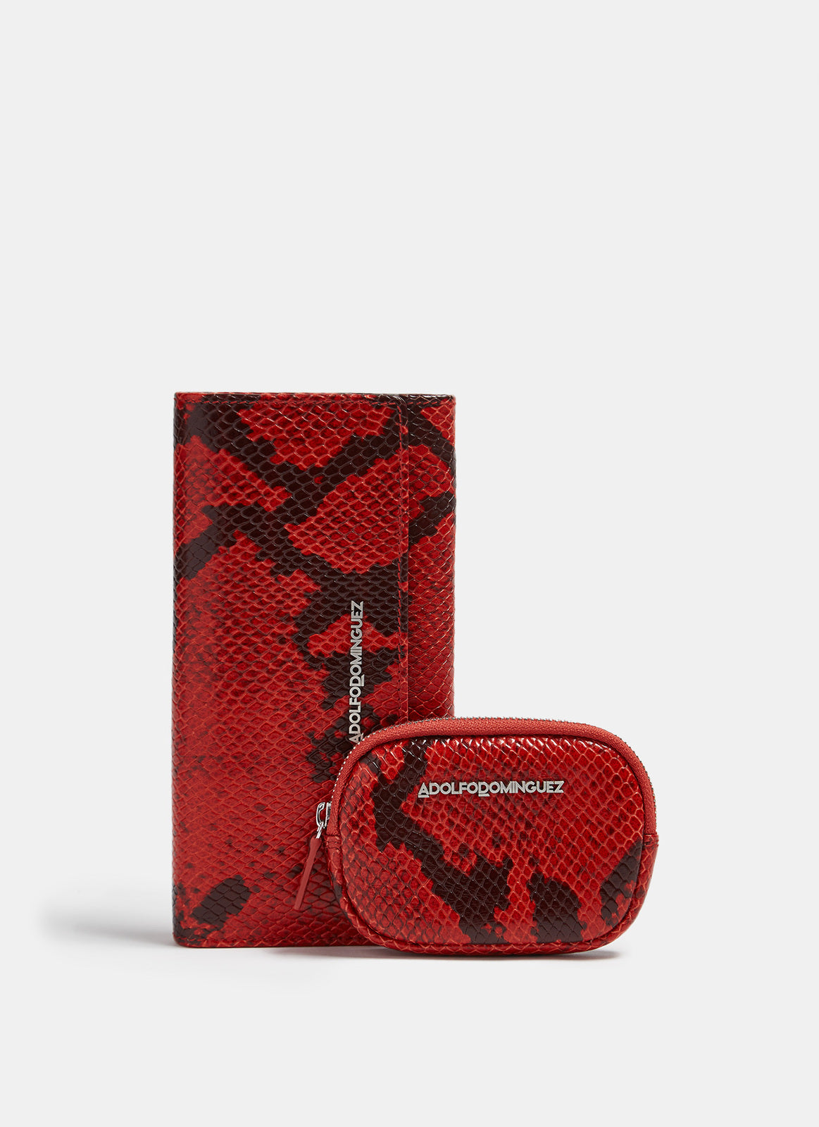 Red Snake Embossed Leather Coin Purse