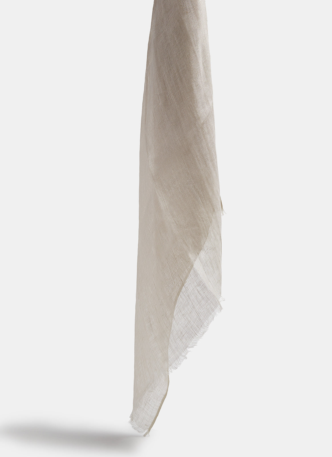 Beige Linen Scarf With Short Frayed Edges