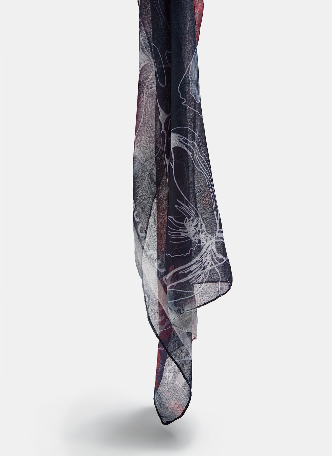 Multicolor Scarf With Abstract Floral Print