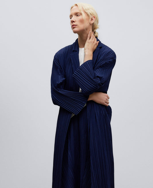 Navy Blue Navy Blue Crinkle Long Jacket