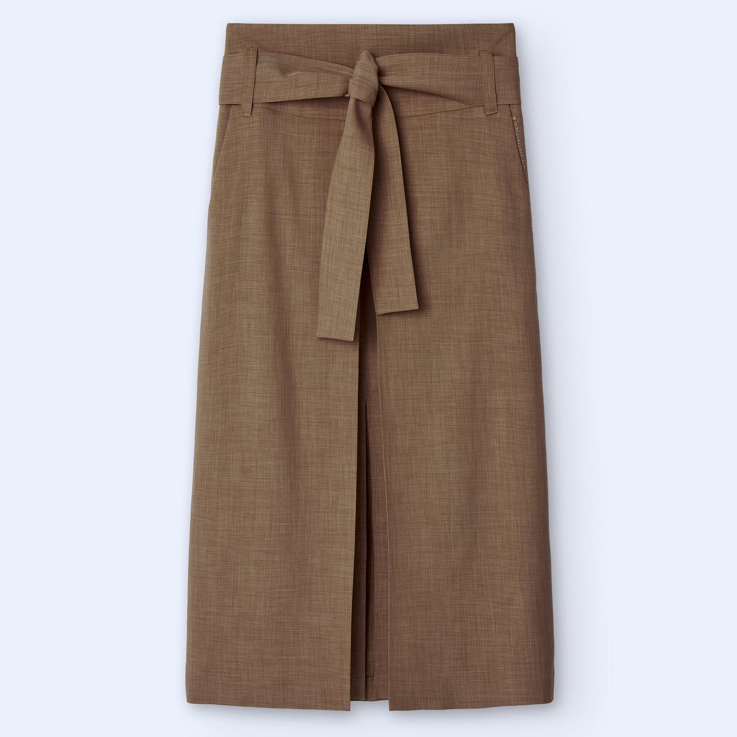 Camel Pleated Midi Skirt