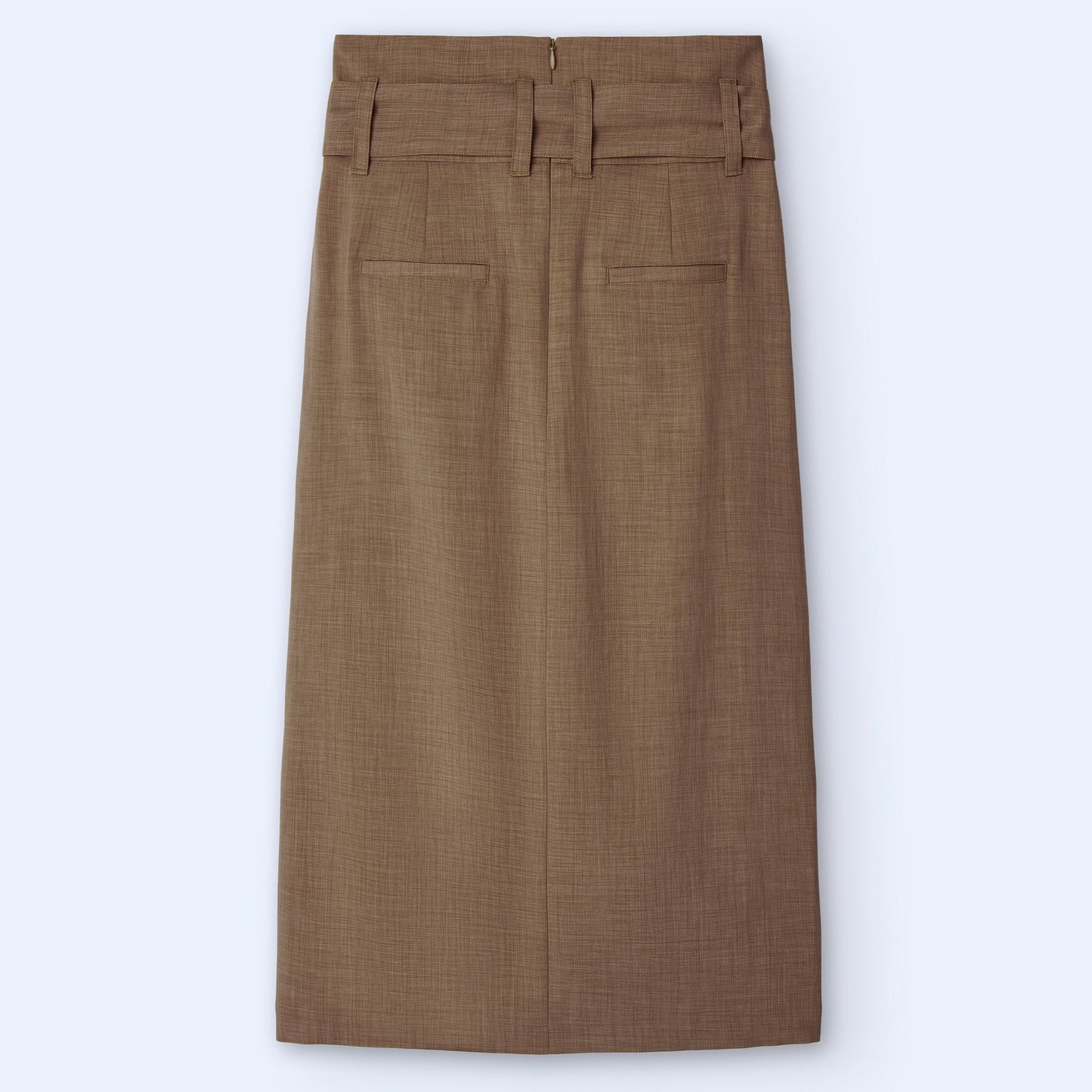 Camel Pleated Midi Skirt