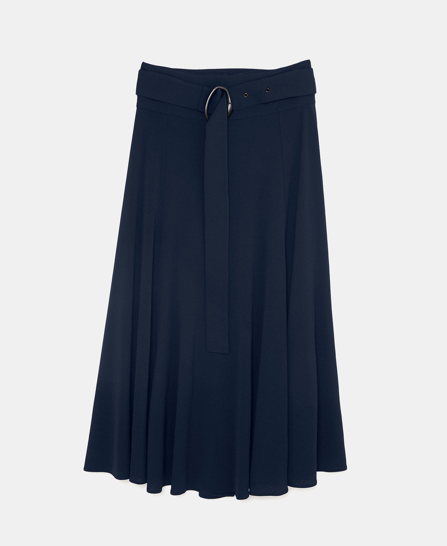 Navy Blue Fluid Skirt In Elastic Knit