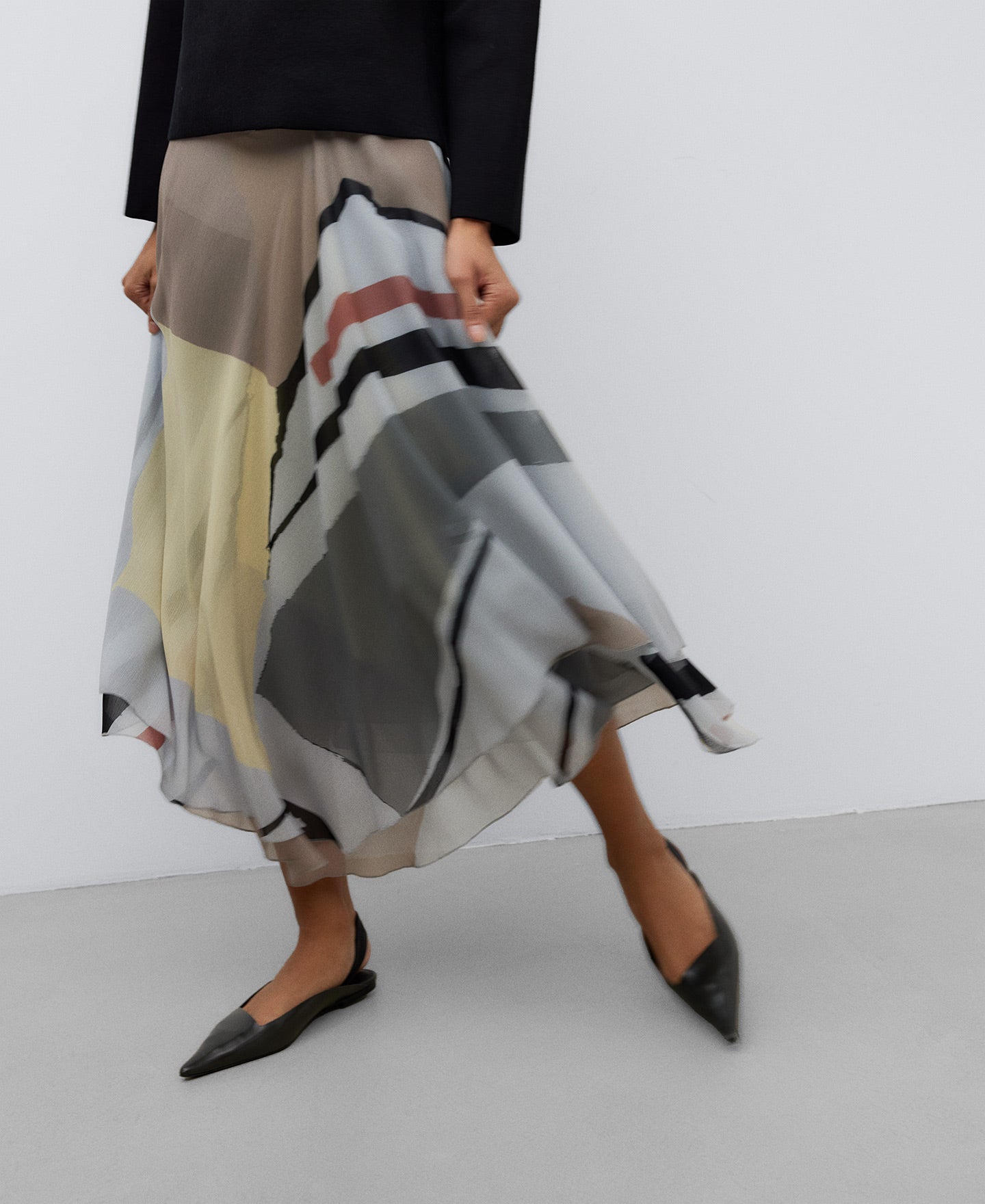 Multicolor2 Semitransparent Midi Skirt