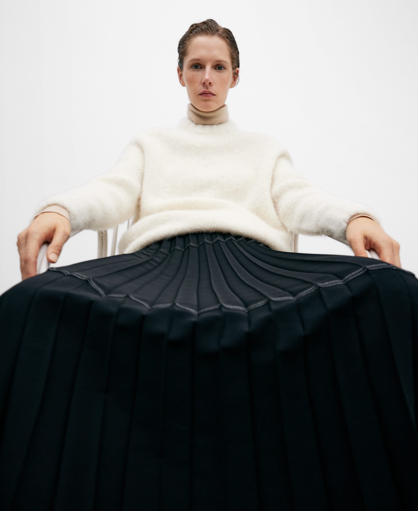 Black Pleated Skirt Woman