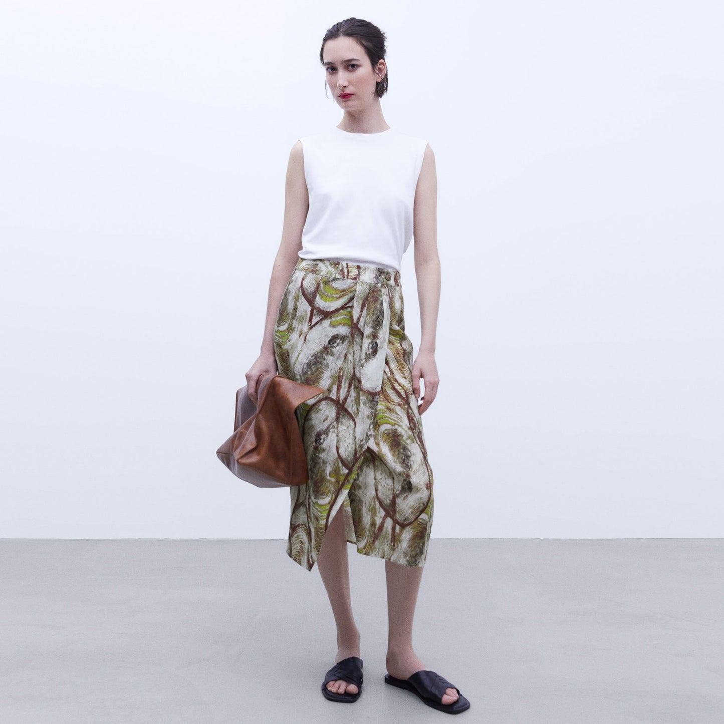 European Linen Printed Skirt