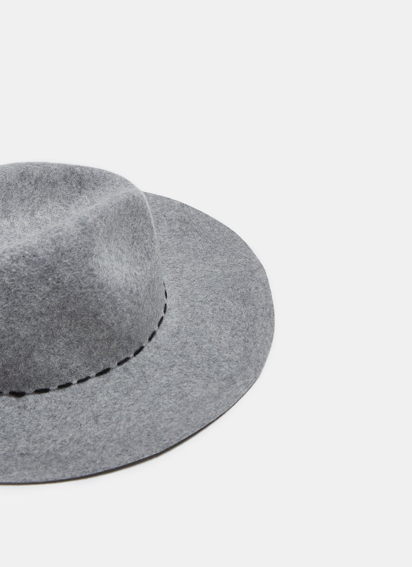 Grey Wool Hat With Contrasting Stitching