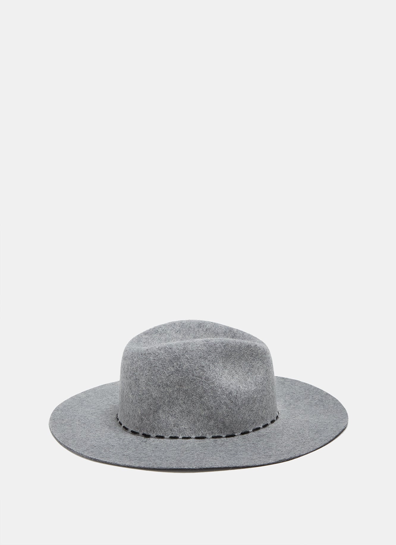 Grey Wool Hat With Contrasting Stitching