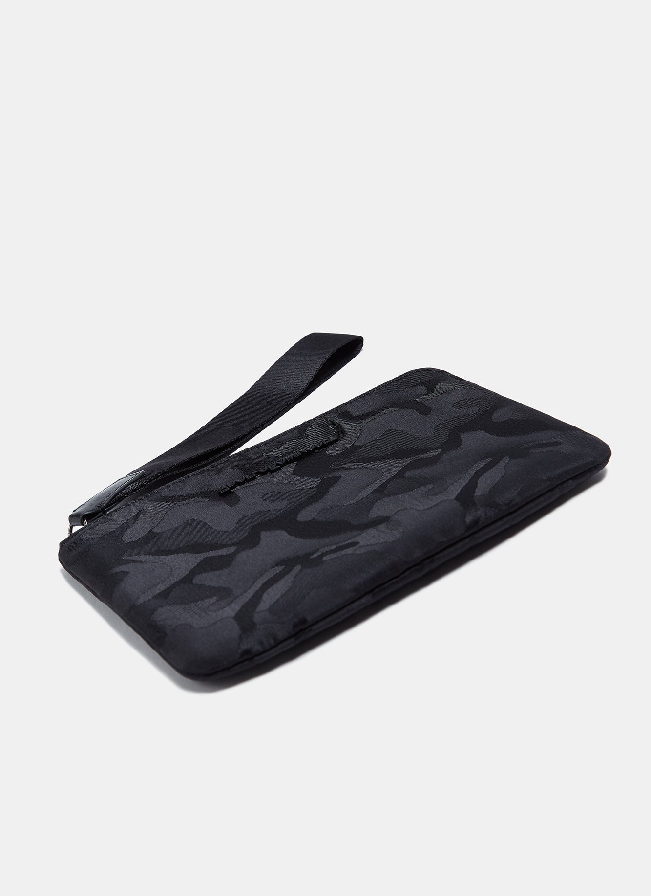 Black Nylon Clutch With Camo Print