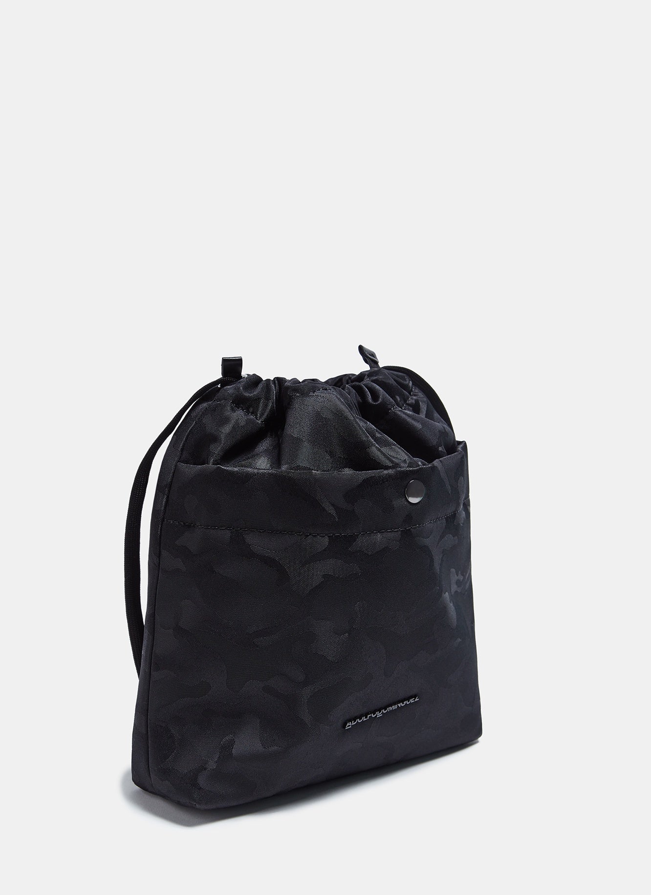 Black Nylon Vanity Bag With Camo Print