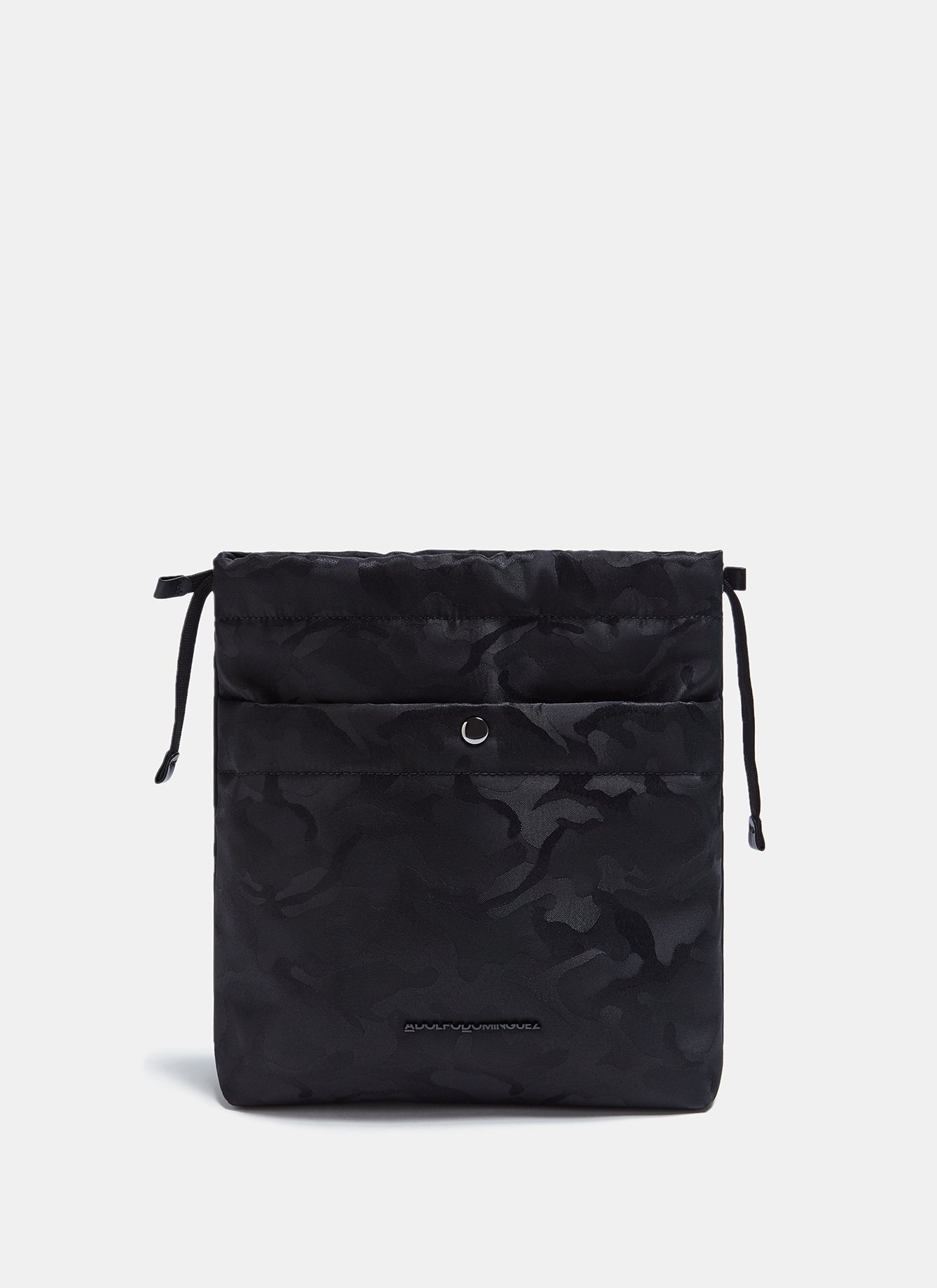 Black Nylon Vanity Bag With Camo Print