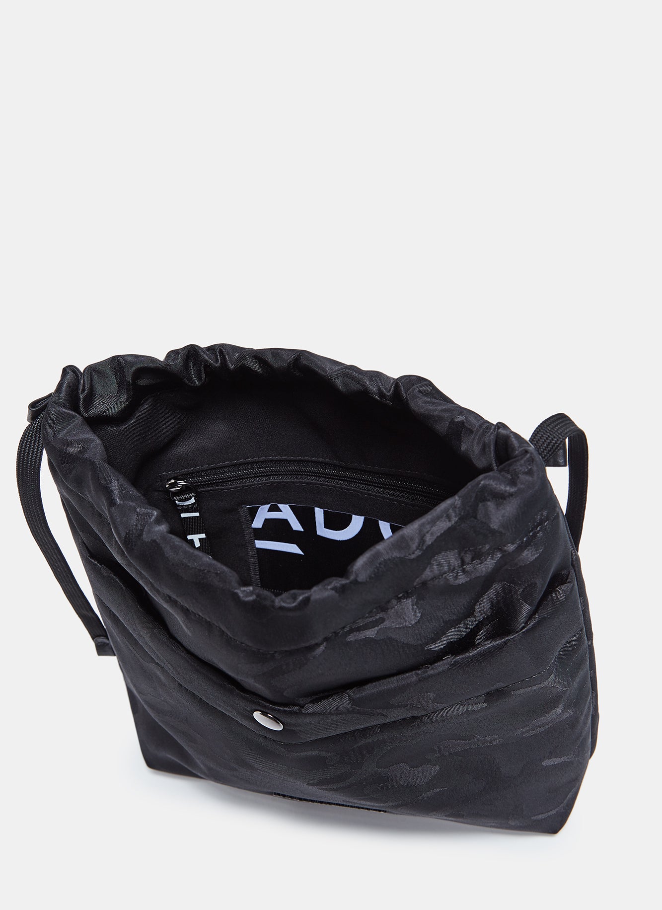 Black Nylon Vanity Bag With Camo Print