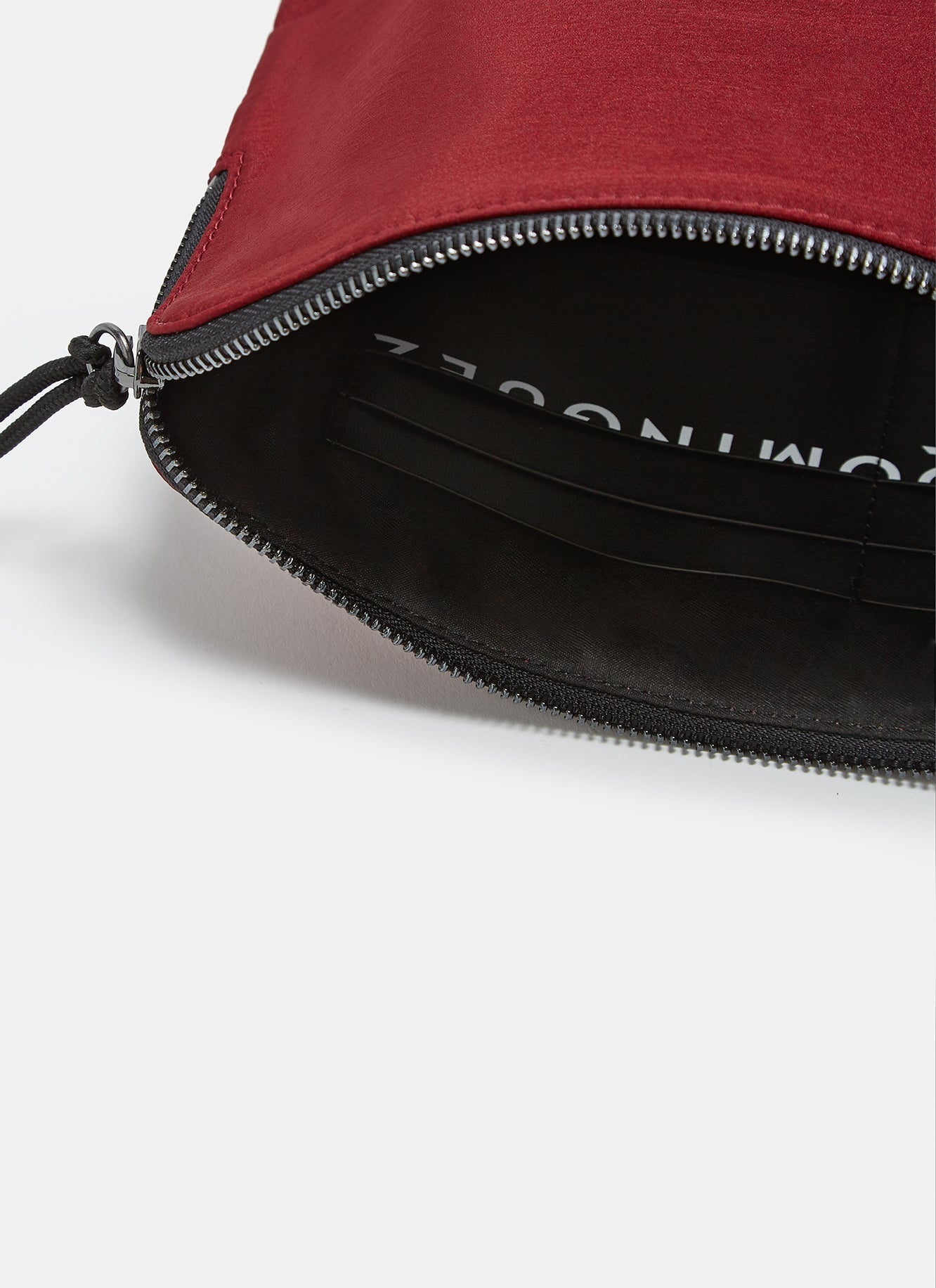 Red Nylon Vanity Bag With Zipper Closure