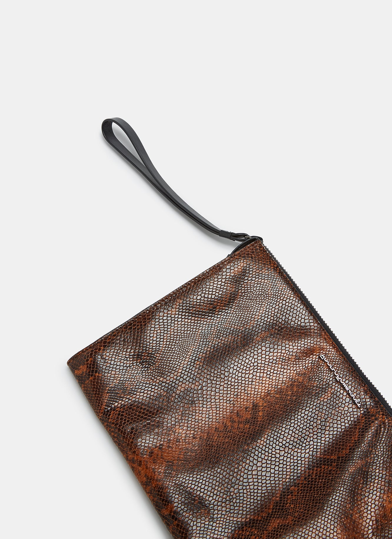 Caramel Snake Embossed Leather Clutch