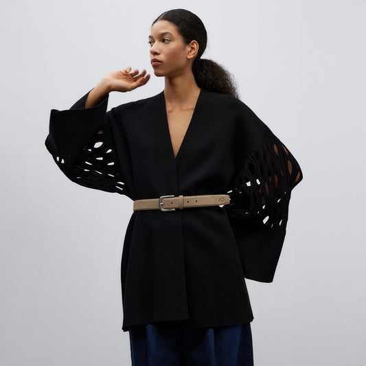 Black Black Kimono Jacket Intarsia