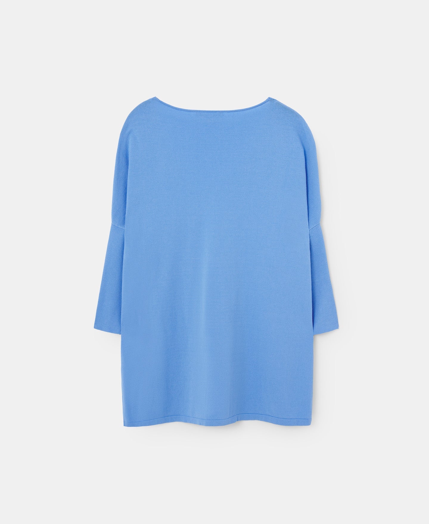 Blue Viscose Sweater With V-Neck