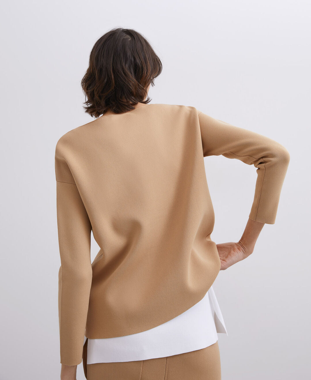 Camel Two-Colored Cerrojillo Knit Sweatshirt