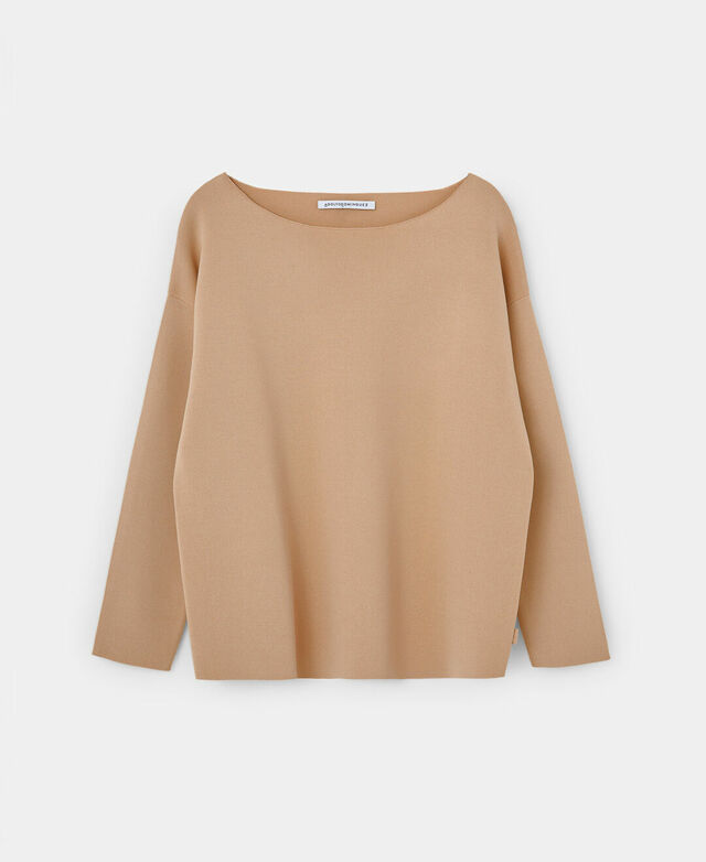 Camel Two-Colored Cerrojillo Knit Sweatshirt