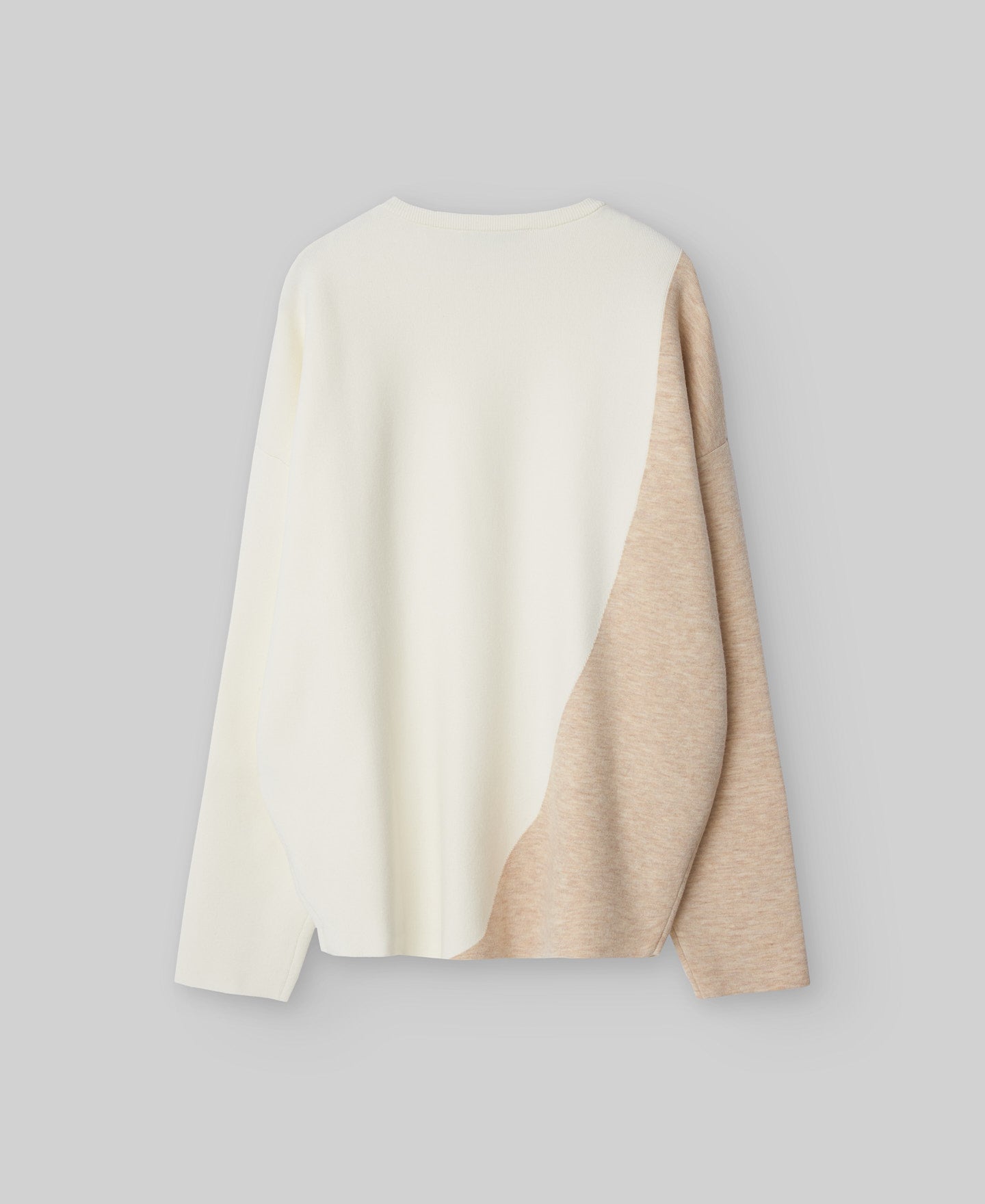 Intarsia knit sweater woman in camel/ecru