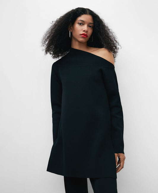 Asymmetric Neckline Long Sweater Woman