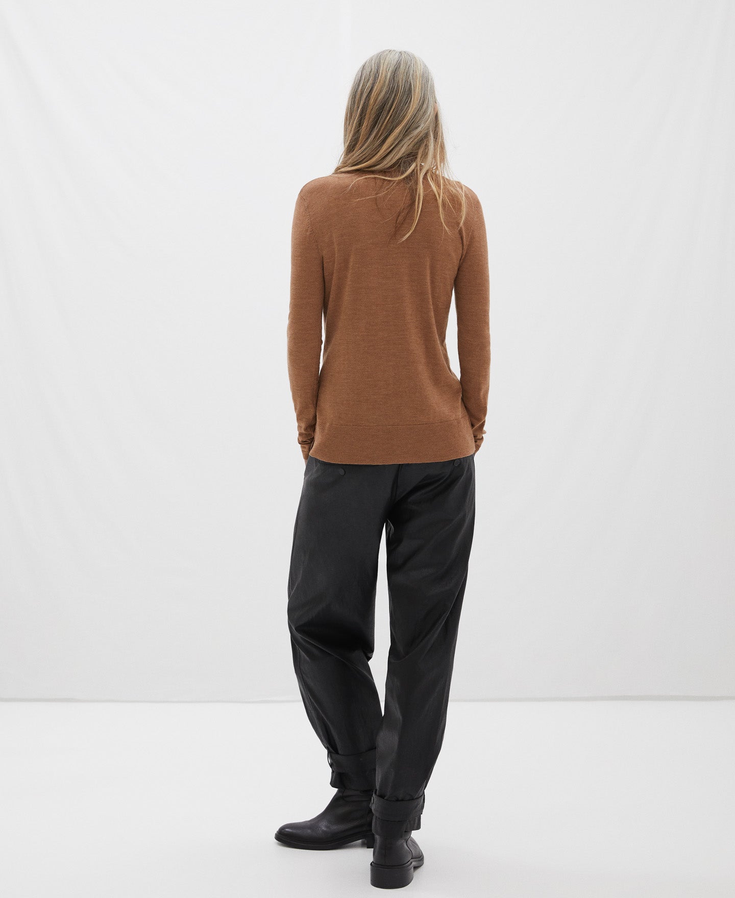 Camel Turtleneck Merino Wool Sweater