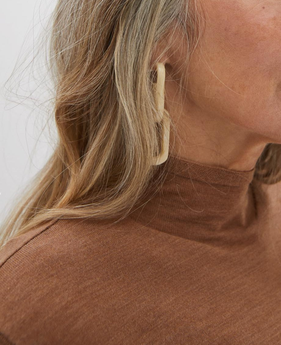 Camel Turtleneck Merino Wool Sweater