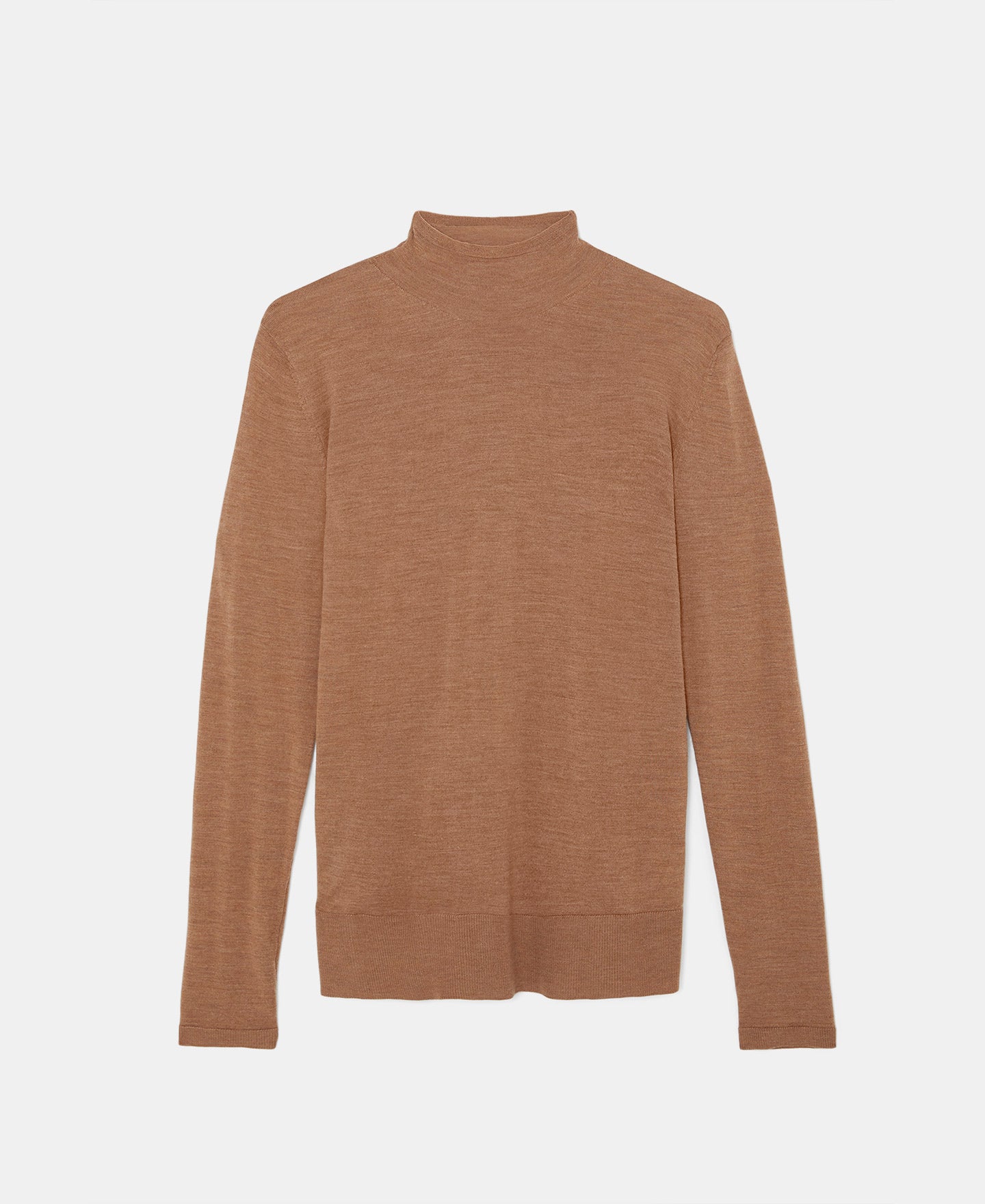 Camel Turtleneck Merino Wool Sweater