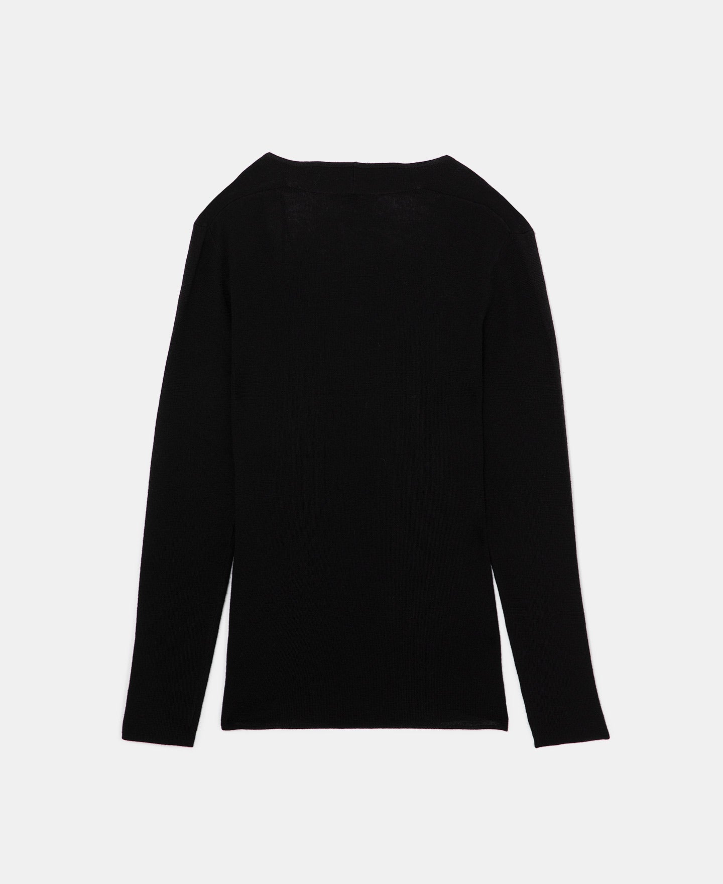 Black Square Neck Sweater In Merino Wool