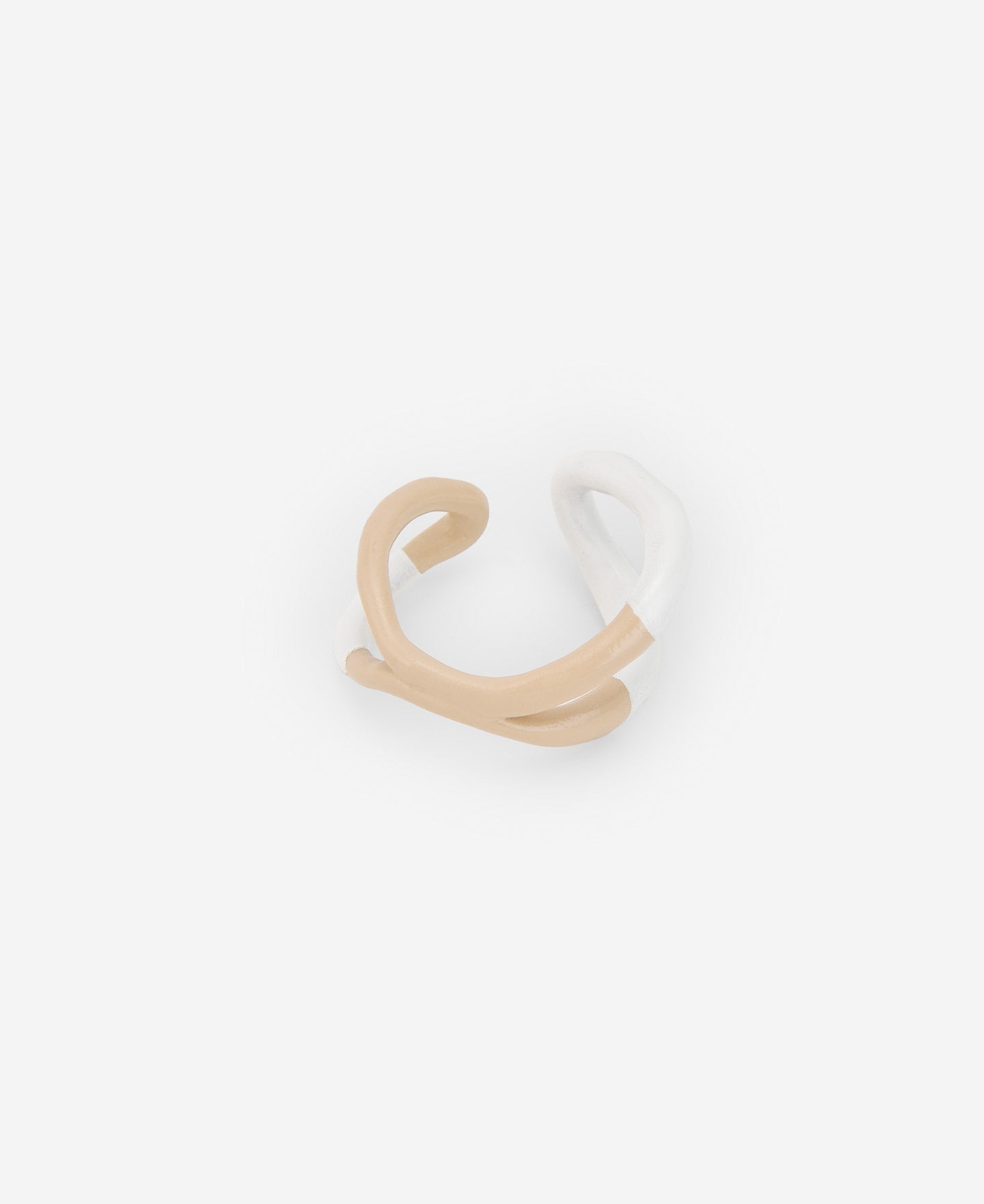 Beige/White Two-Colour Lacquered Choker Ring