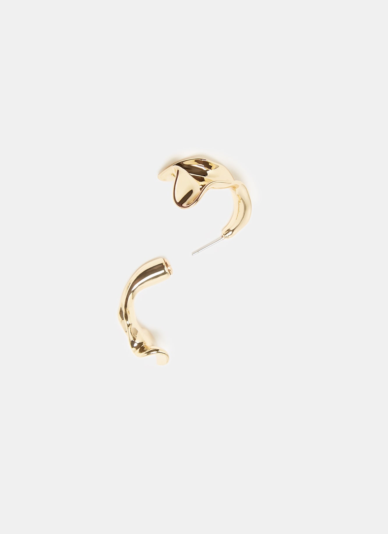 Gold Short Earrings With Organic Shape