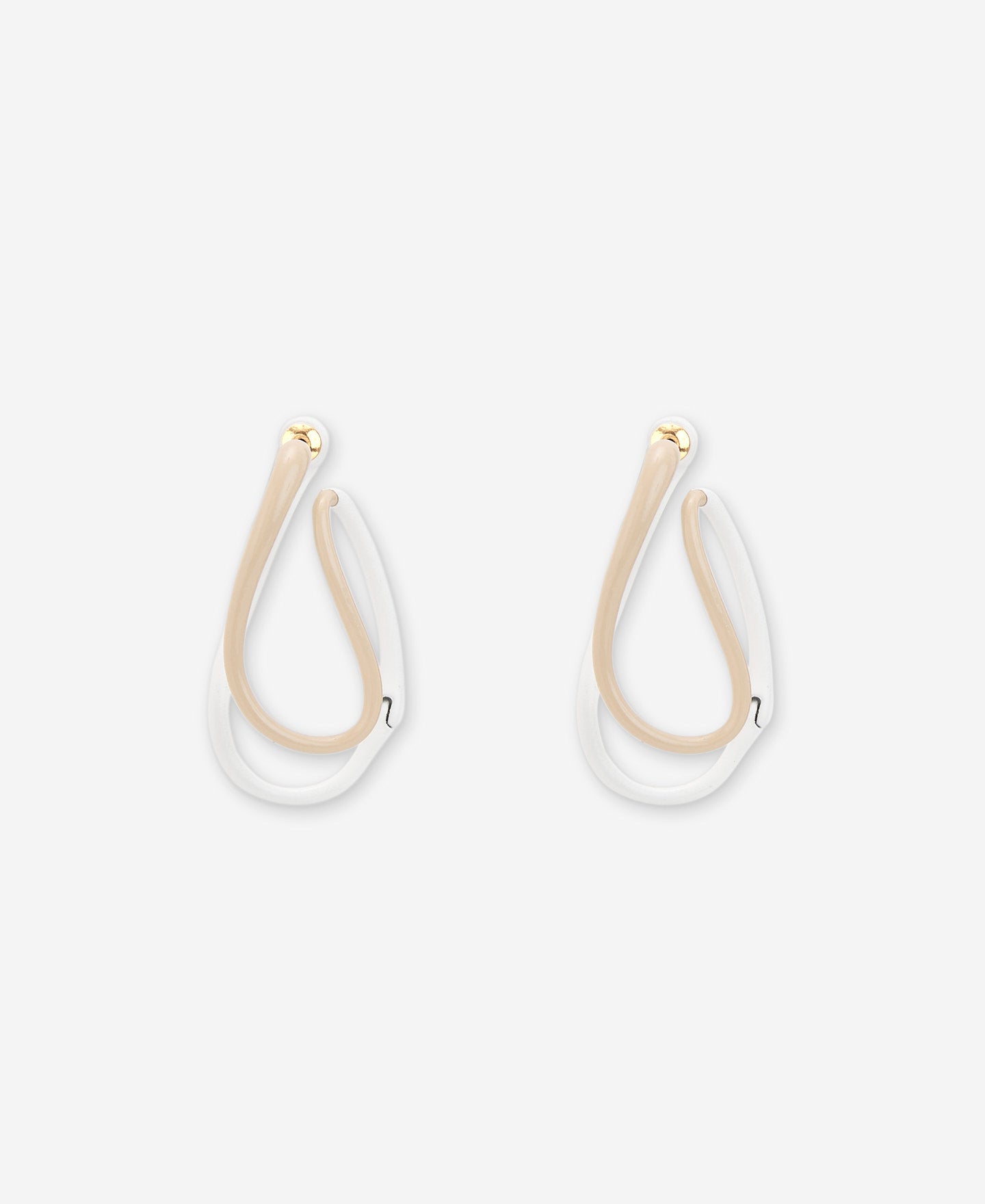 Beige/White Two-Colour Lacquered Earring