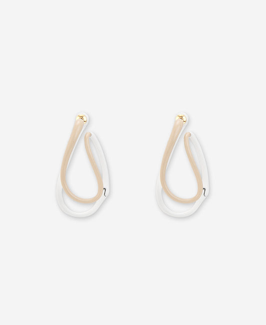 Beige/White Two-Colour Lacquered Earring