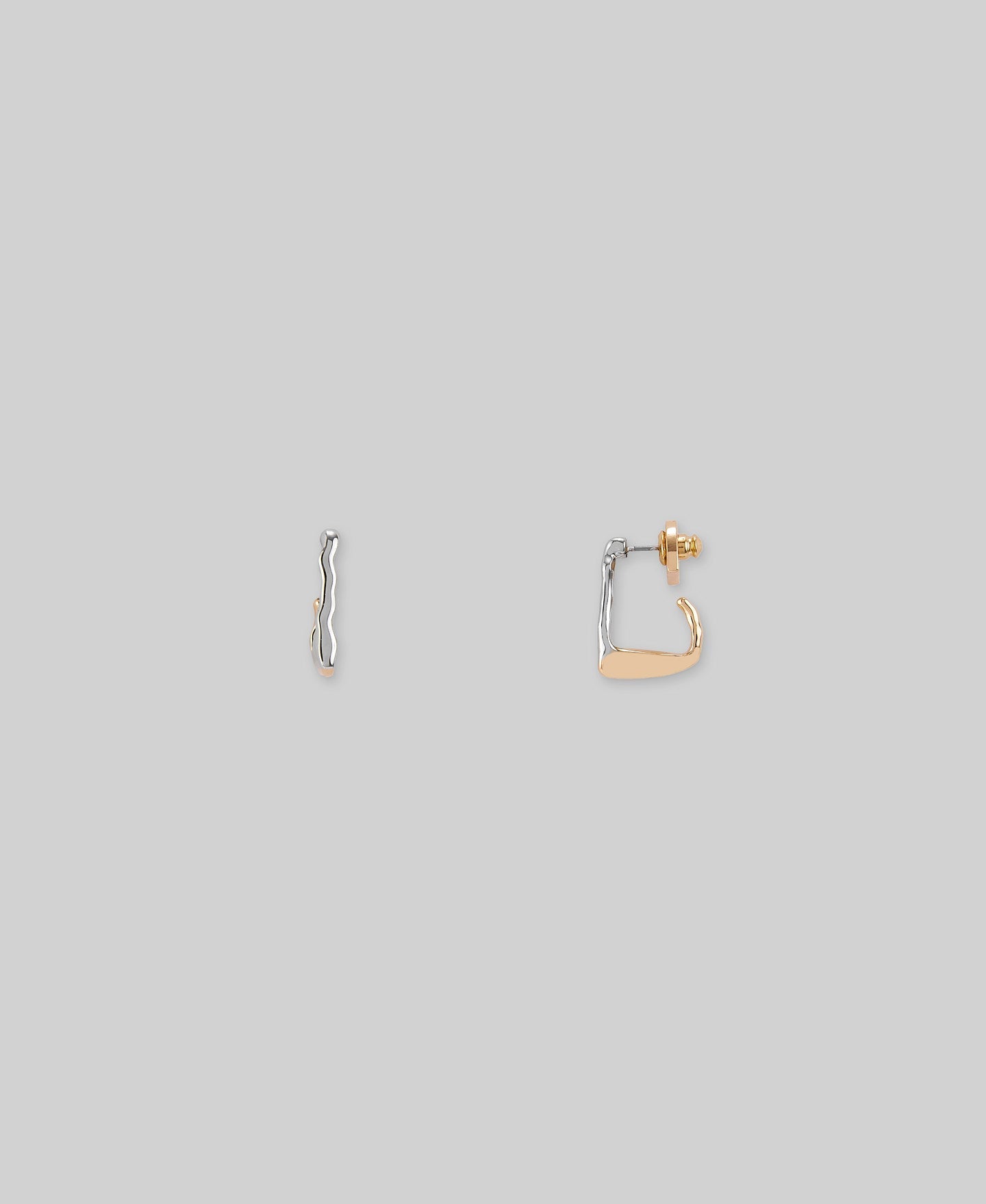 Irregular two-tones earrings in gold/silver